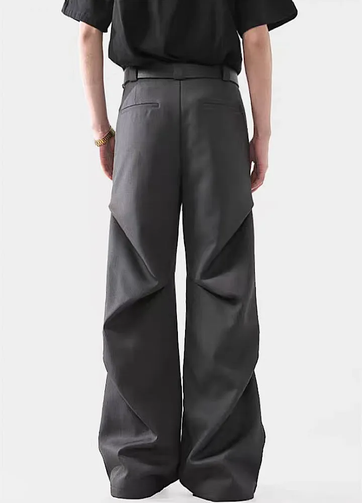 Black Avant-Garde Wide-Leg Utility Pants