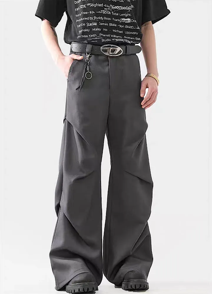 Black Avant-Garde Wide-Leg Utility Pants