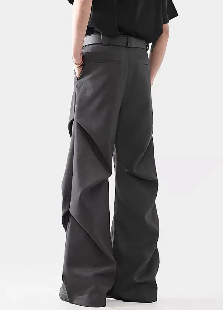 Black Avant-Garde Wide-Leg Utility Pants