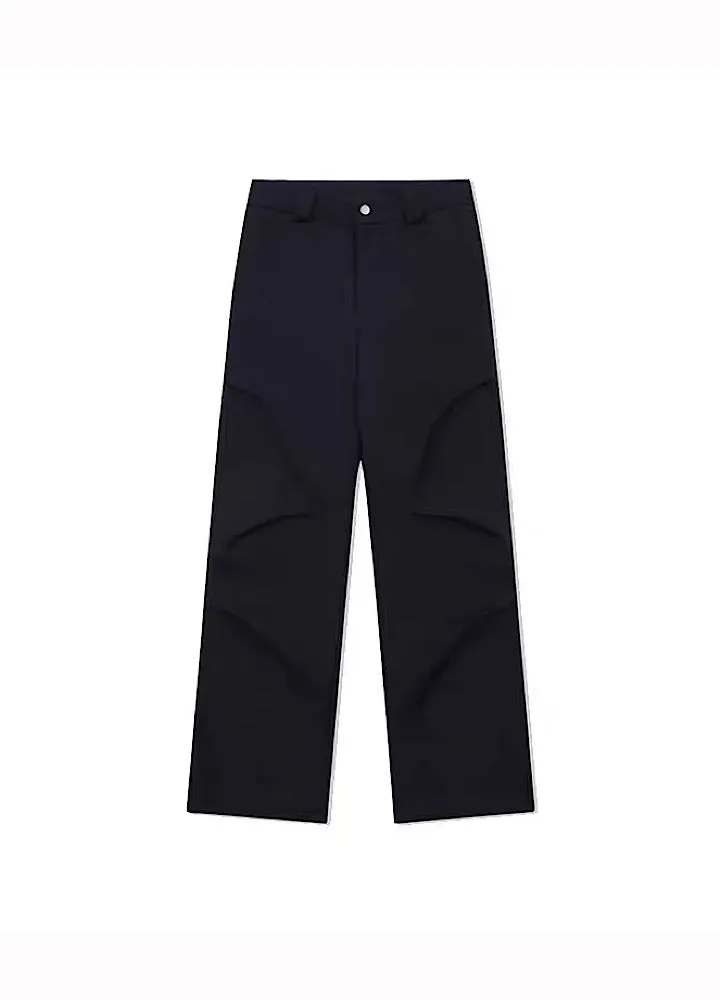 Black Avant-Garde Wide-Leg Utility Pants