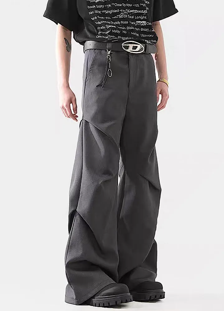 Black Avant-Garde Wide-Leg Utility Pants