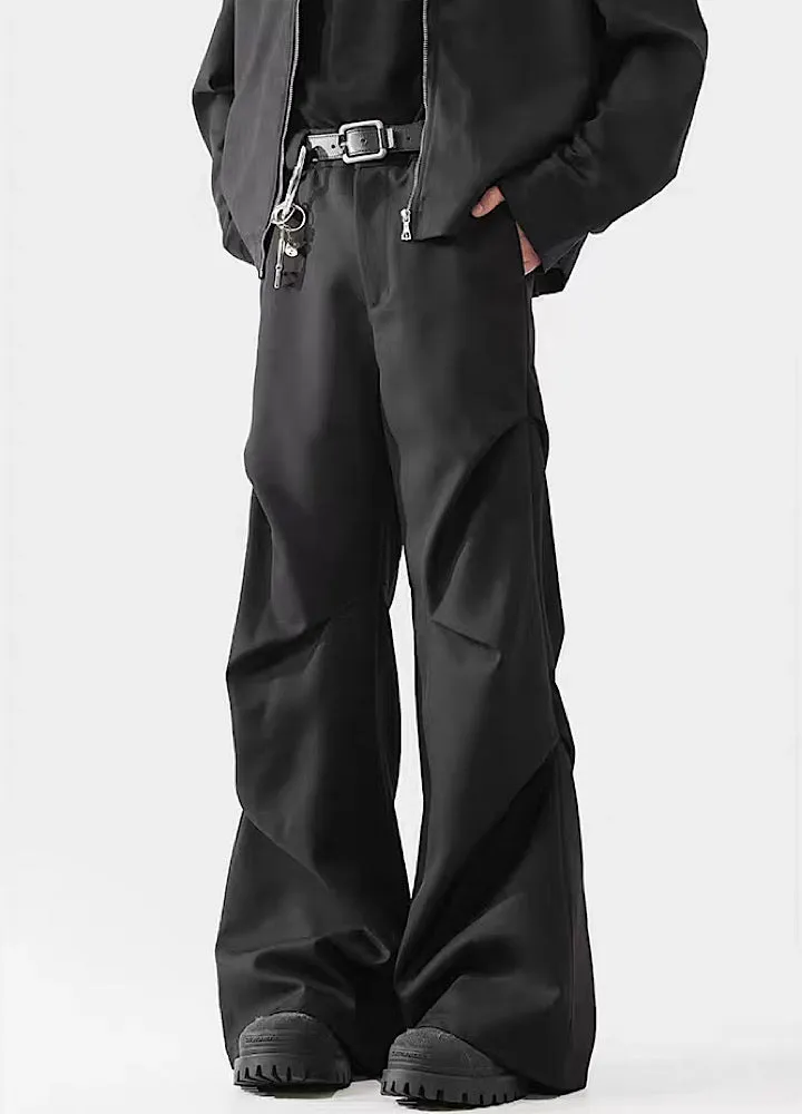 Black Avant-Garde Wide-Leg Utility Pants