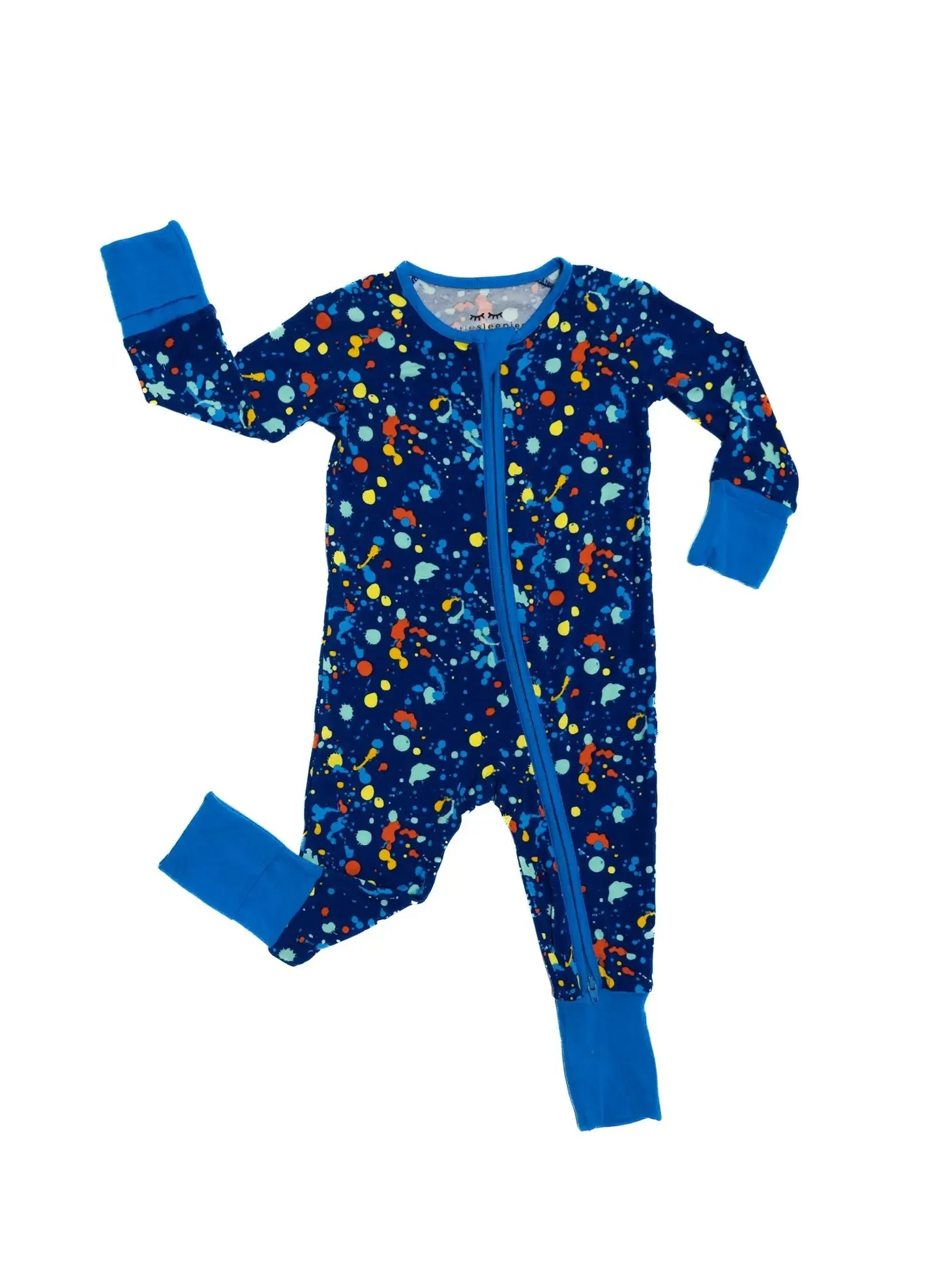 Blue Paint Party Bamboo Convertible Romper/Sleeper