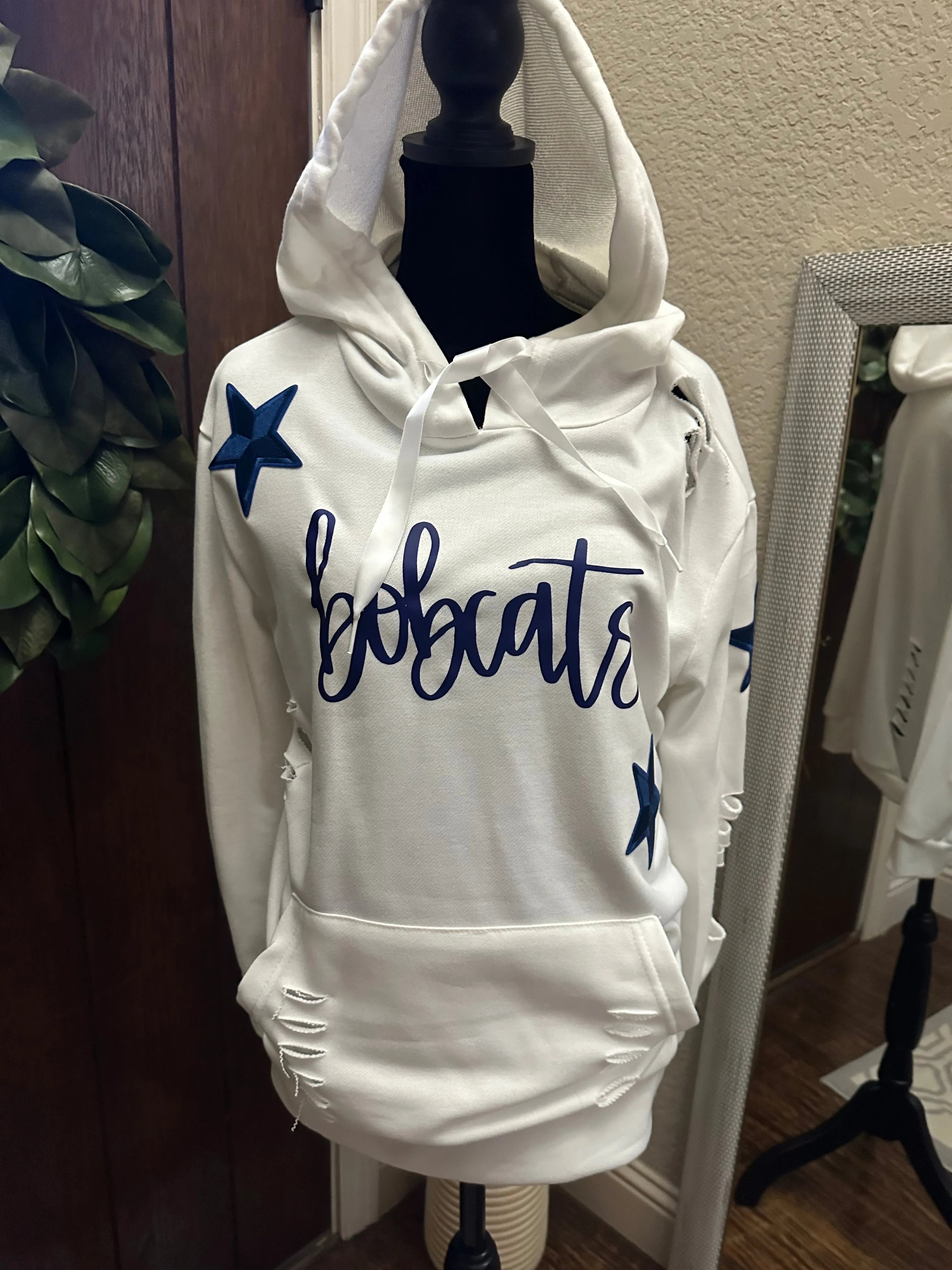 Bobcats & Stars Distressed Hoodie