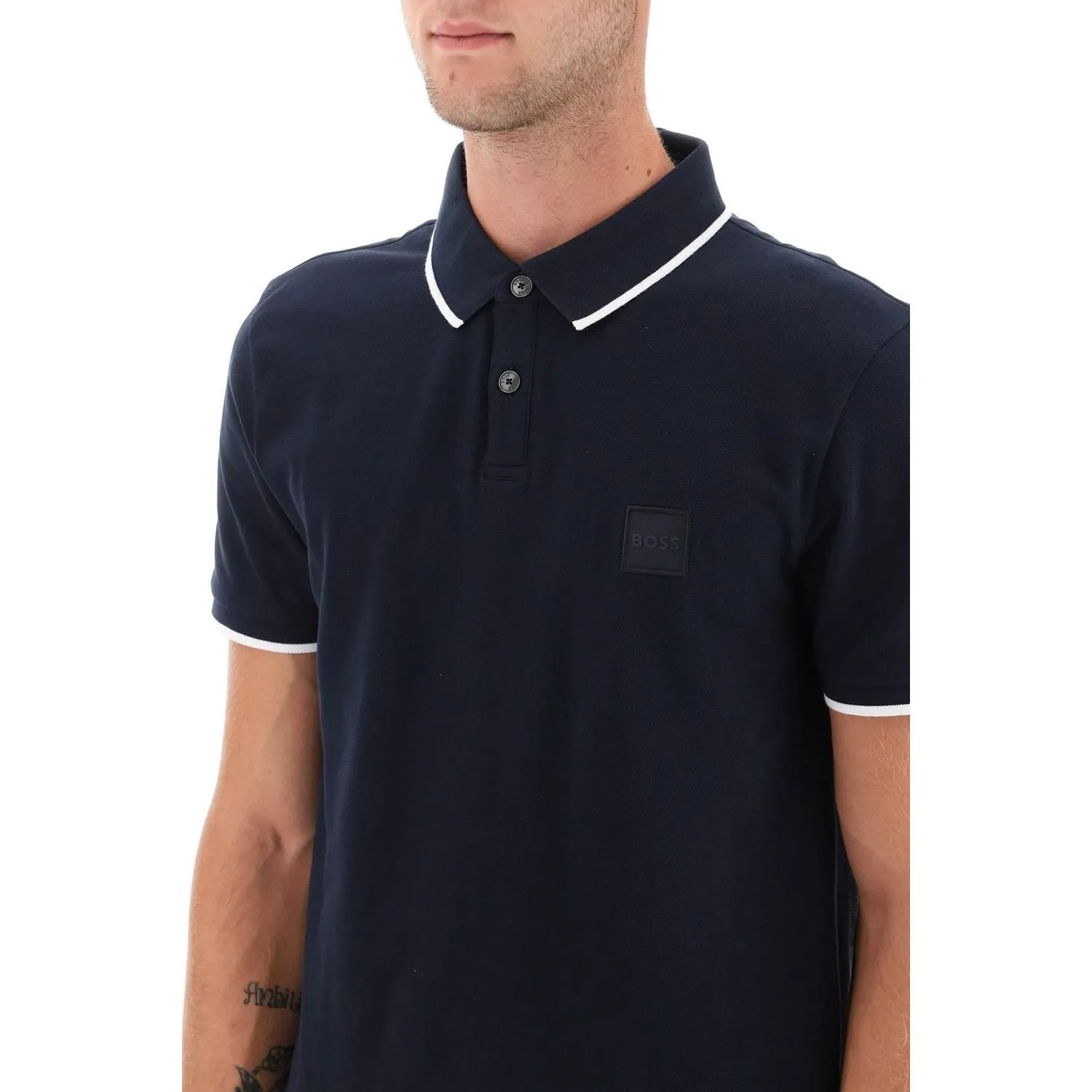 Boss slim fit piqué polo shirt with tipped