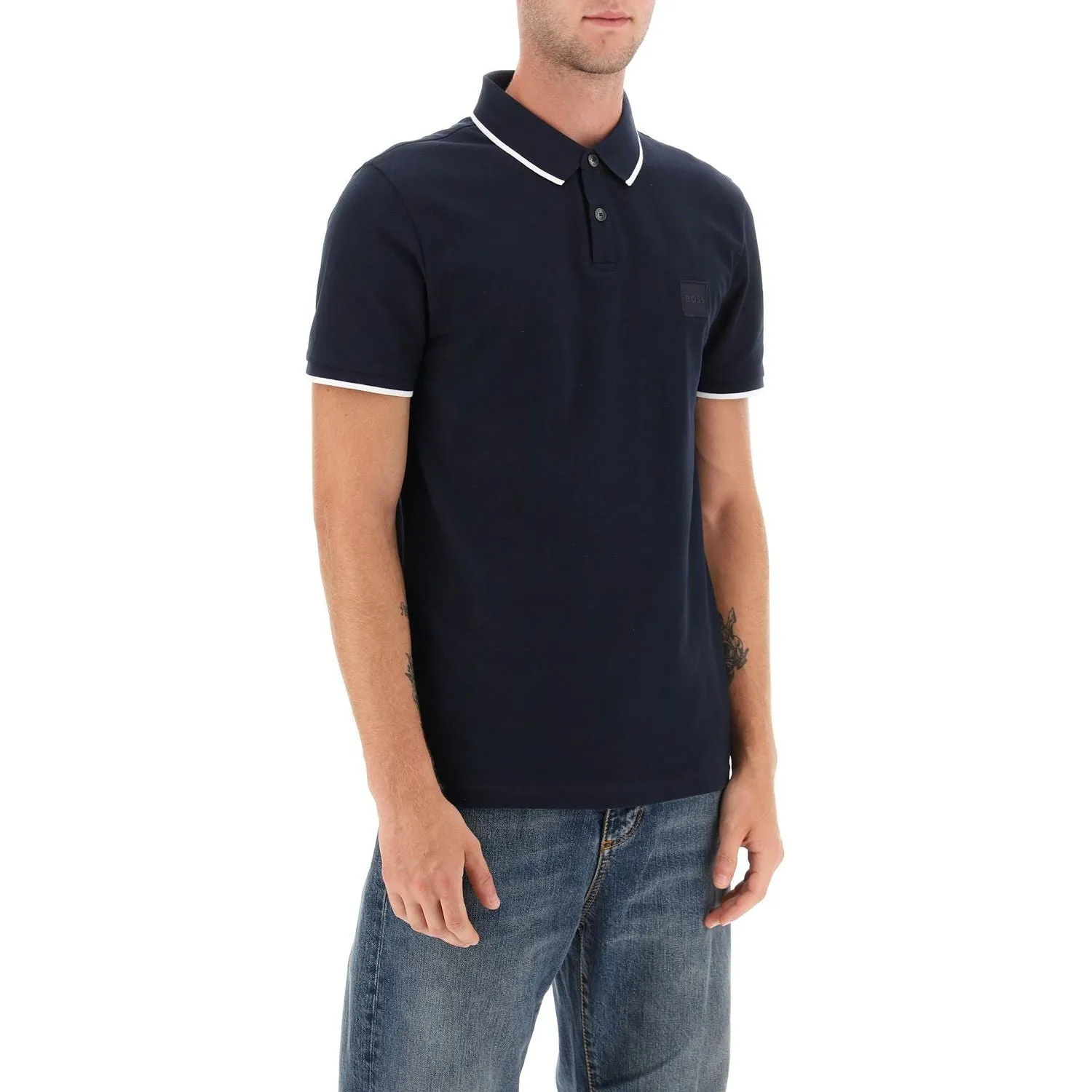 Boss slim fit piqué polo shirt with tipped