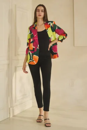 BRIGHT FLORAL PRINT OPEN BLAZER