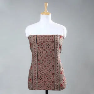 Brown - Ajrakh Block Printed Cotton Kurta Material - 2.5 meter