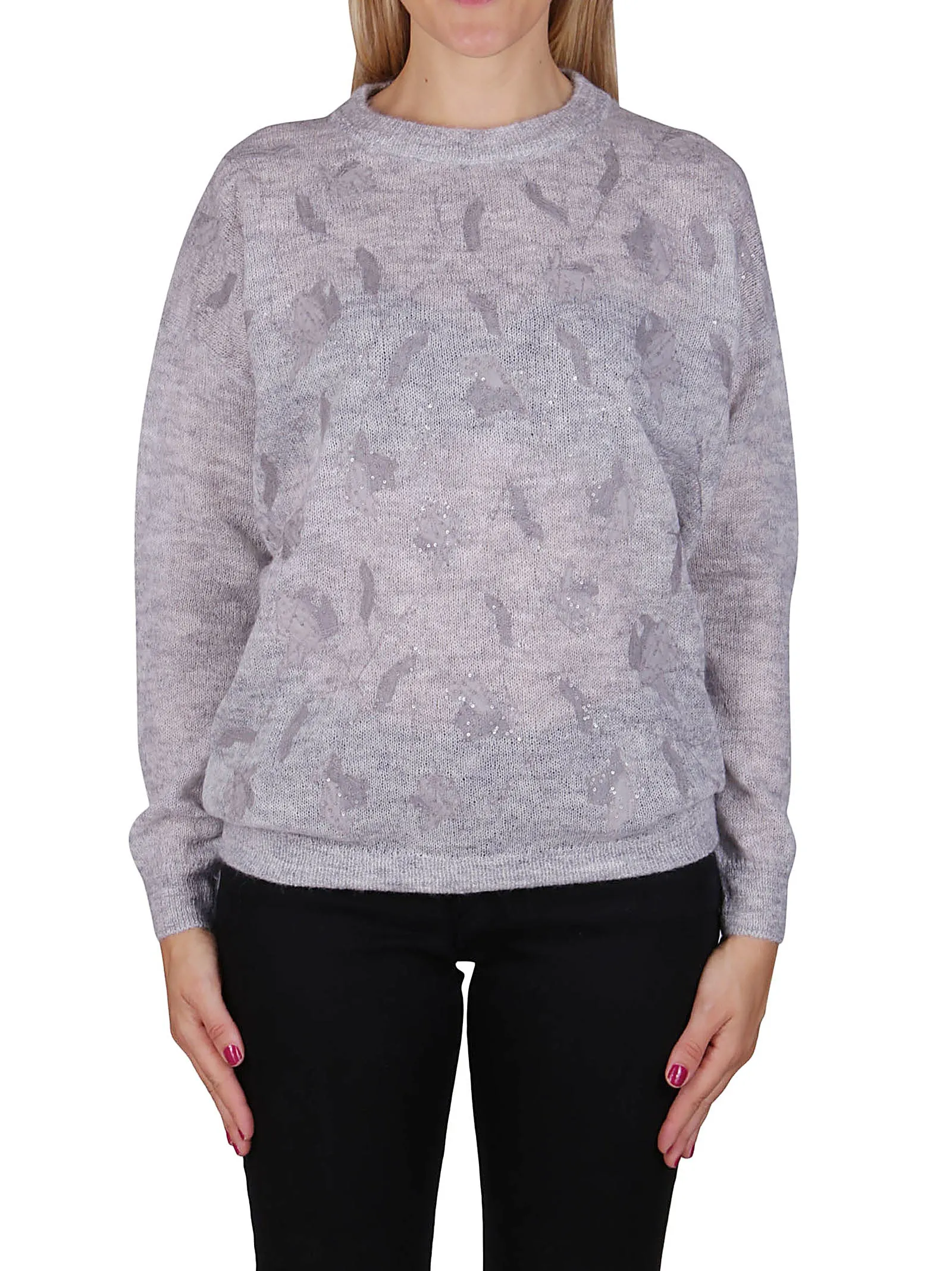 Brunello Cucinelli Floral Embroidered Crewneck Jumper