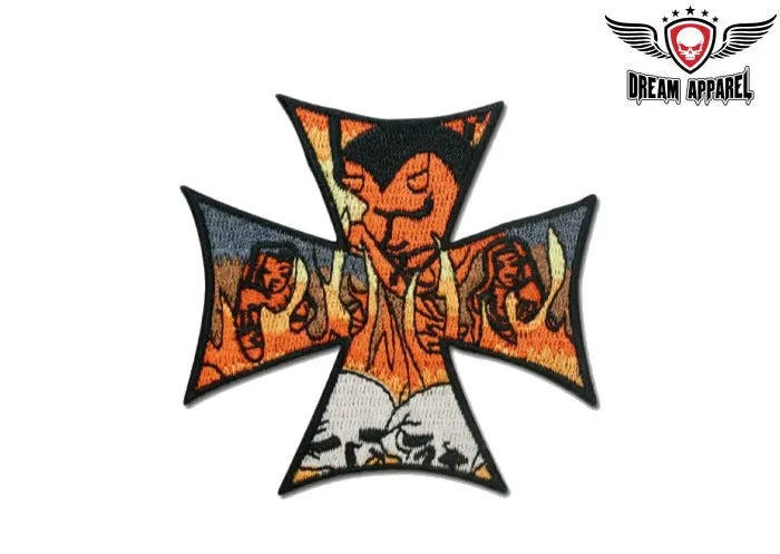 Burning Evil & Skulls In Chopper Cross Patch