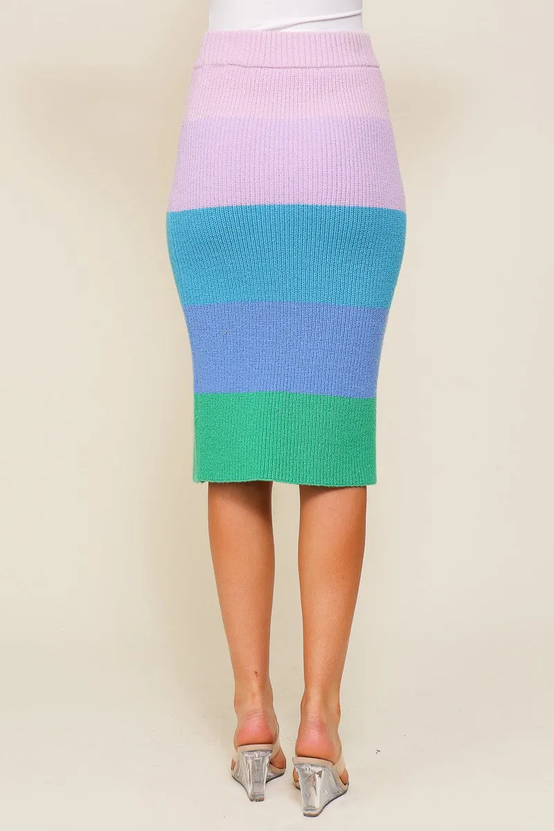 Candy Queen Rainbow Midi Sweater Skirt