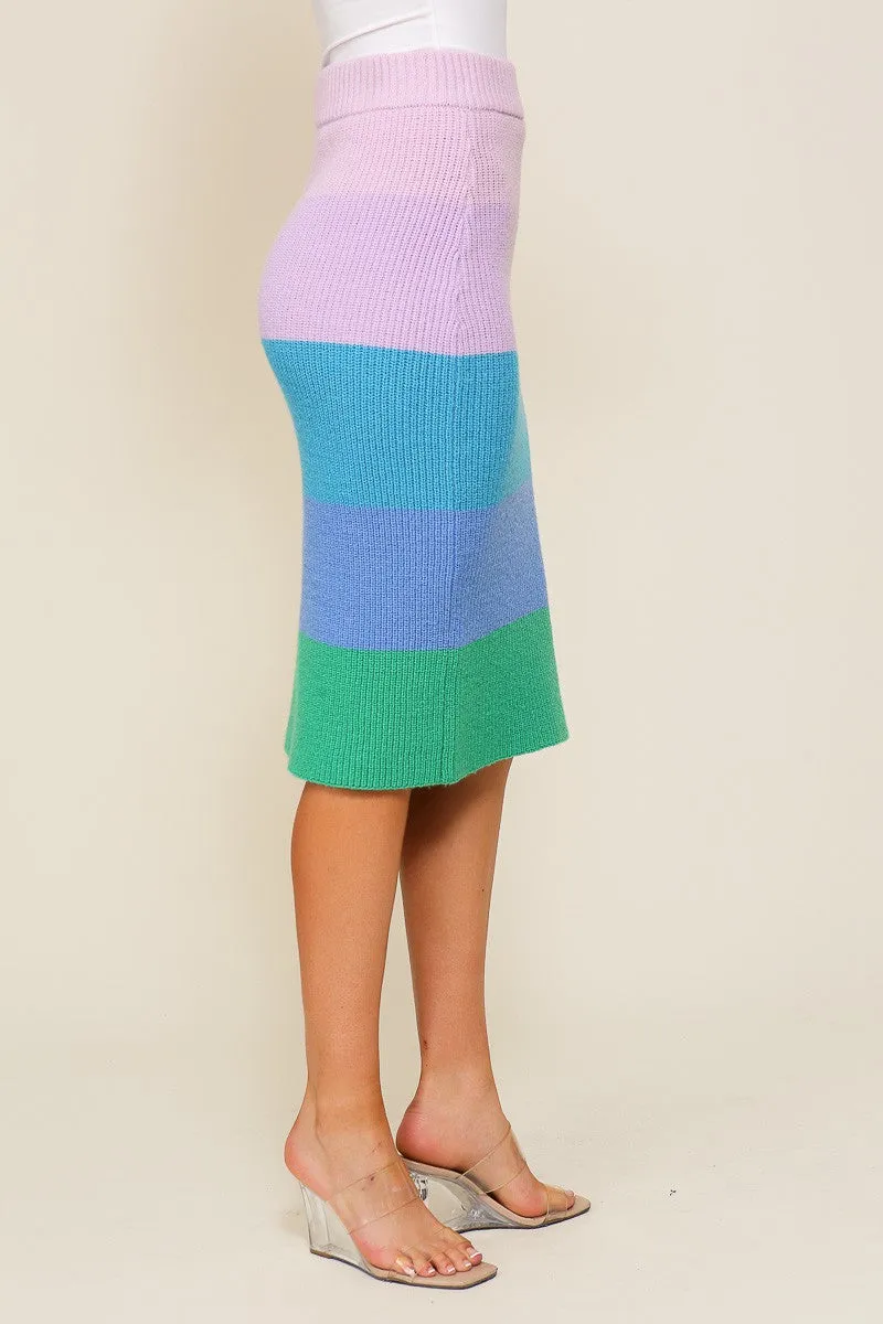 Candy Queen Rainbow Midi Sweater Skirt