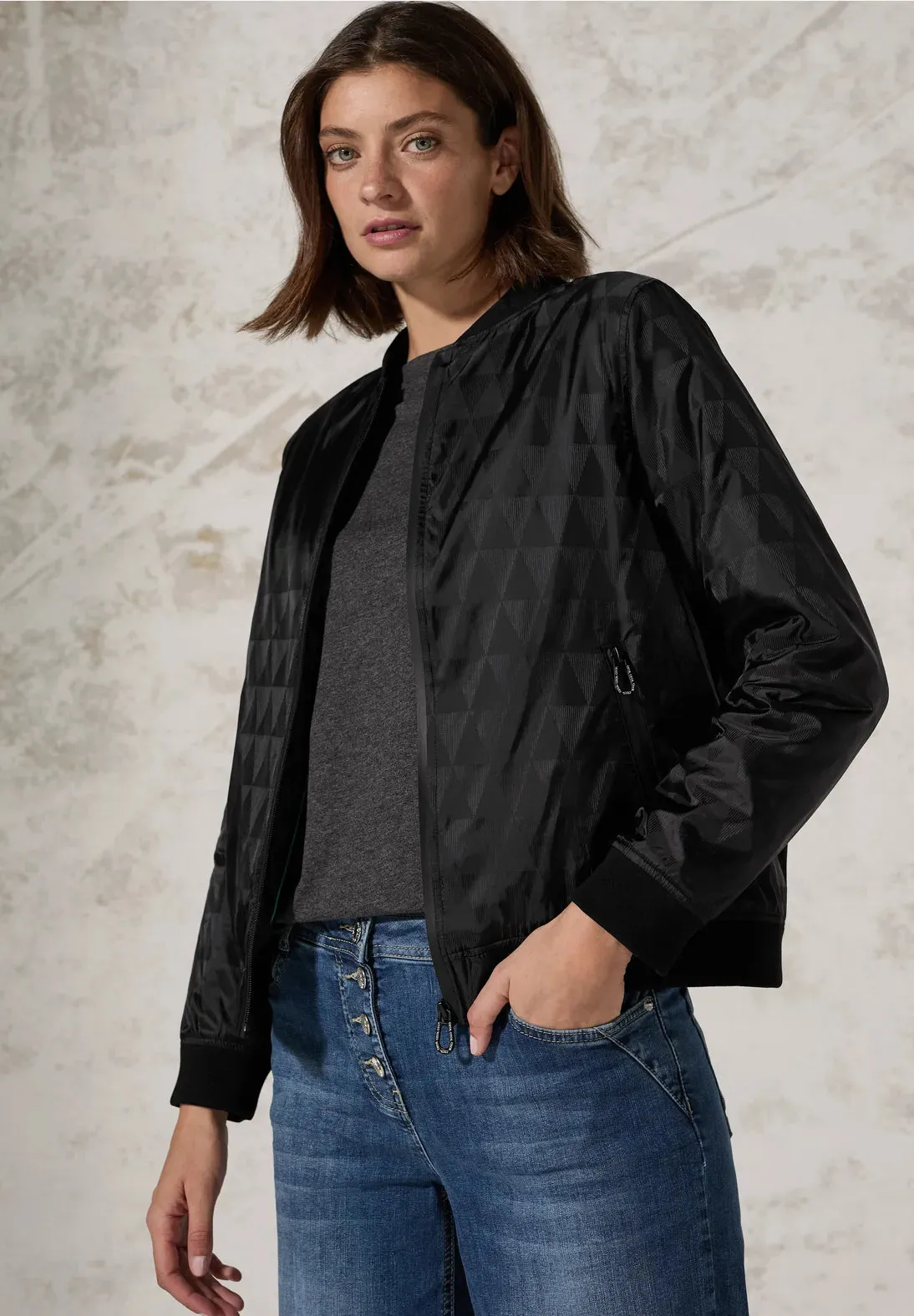 Cecil Black Jacquard Blouson Jacket