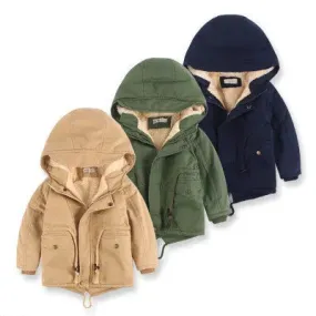 Children Cashmere Hoodie Windproof Winter jacket kids