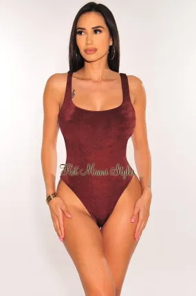 Chocolate Round Neck Sleeveless Bodysuit