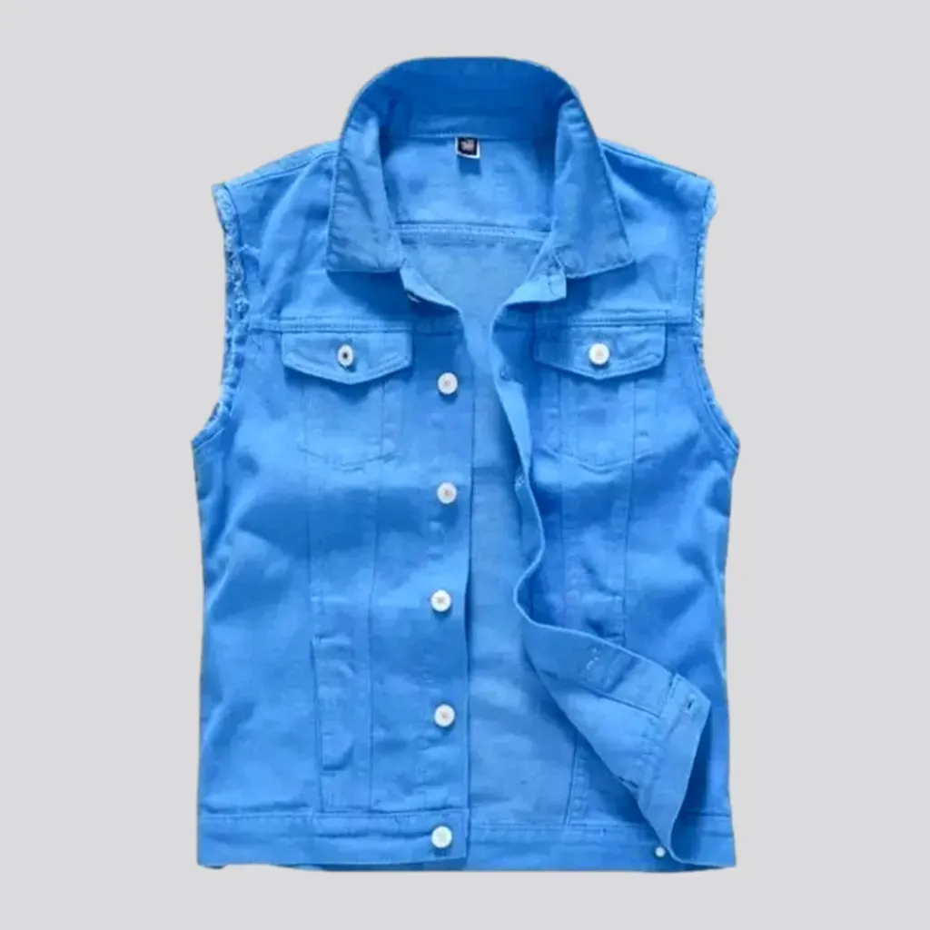 Color regular men's denim vest