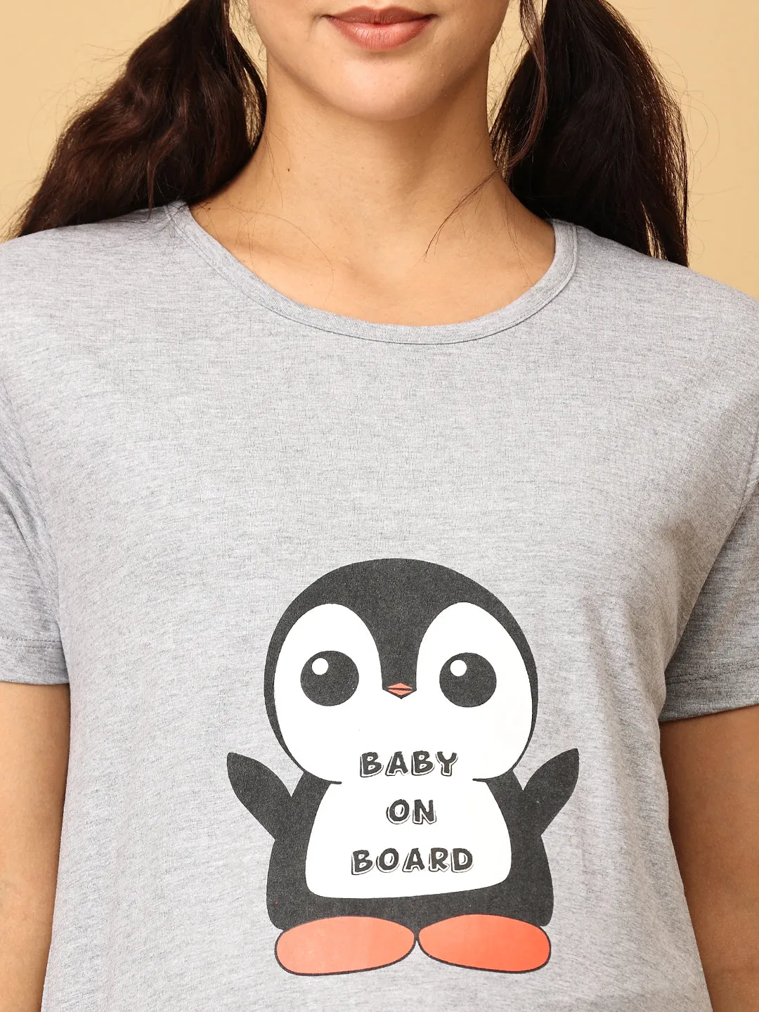 Combo Of Lookin' Pine & Baby On Board Maternity T-Shirt Dress