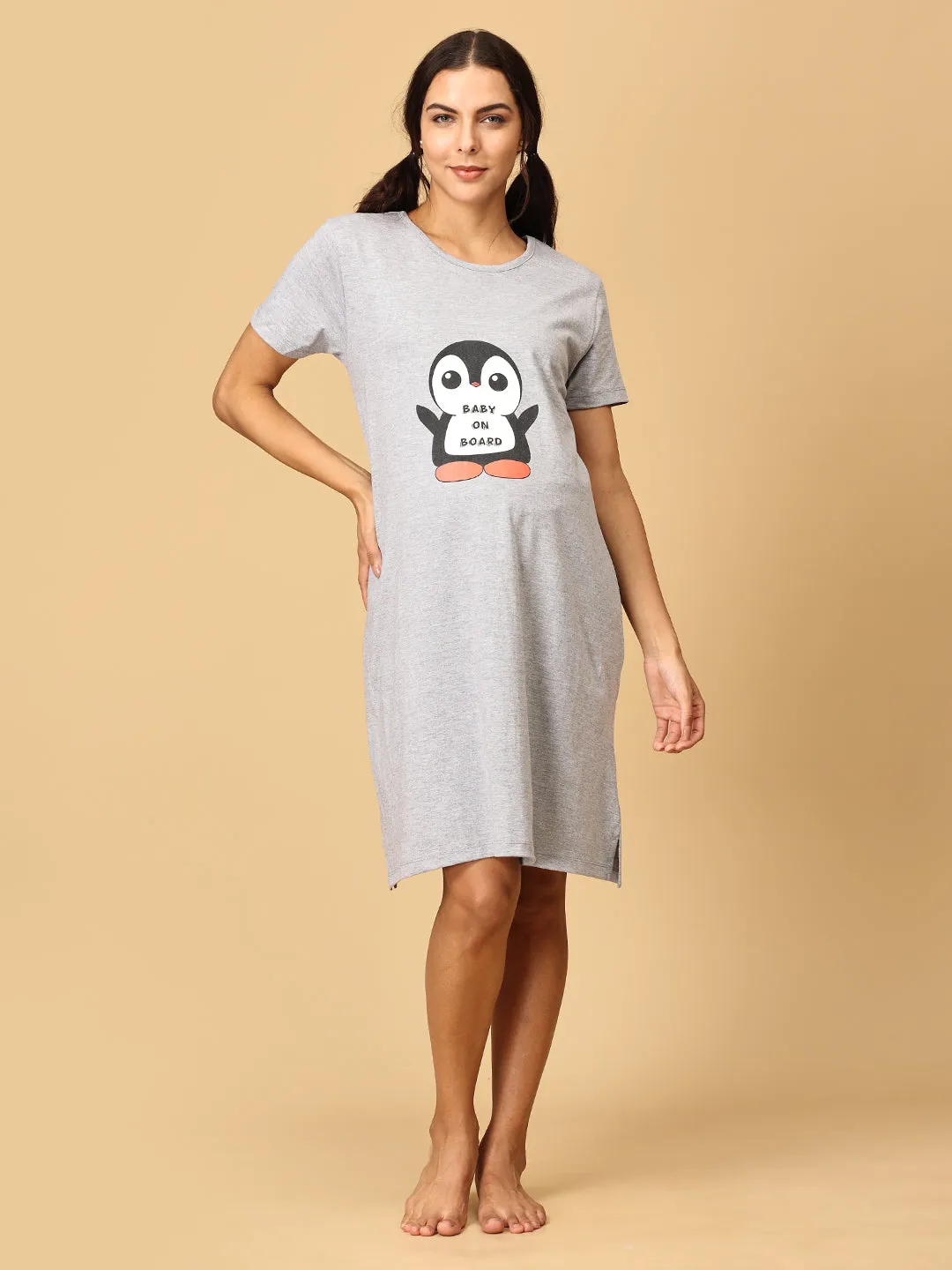 Combo Of Lookin' Pine & Baby On Board Maternity T-Shirt Dress