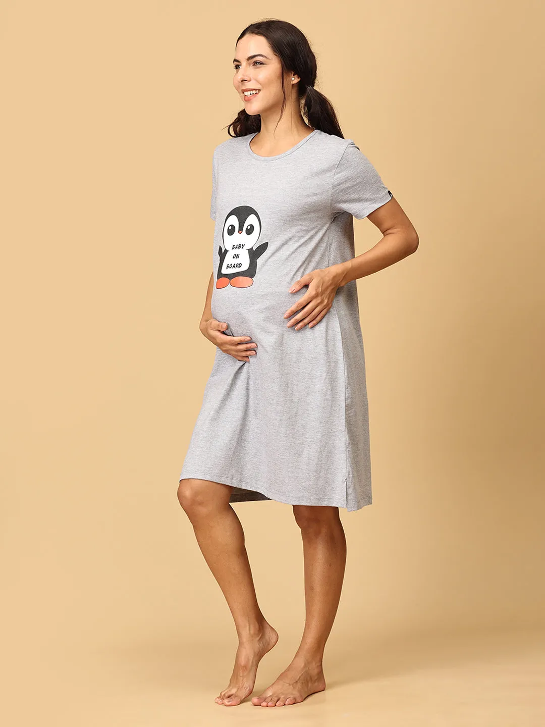 Combo Of Lookin' Pine & Baby On Board Maternity T-Shirt Dress