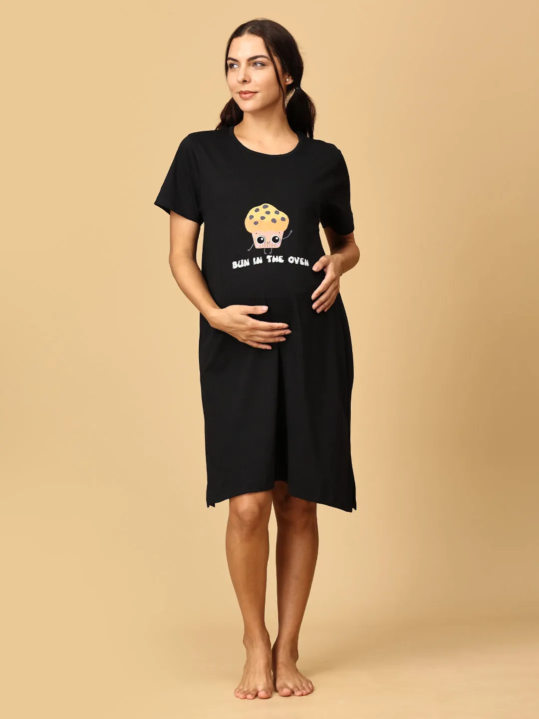 Combo Of Sleepy Mumma & Bun In The Oven Maternity T-Shirt Dress