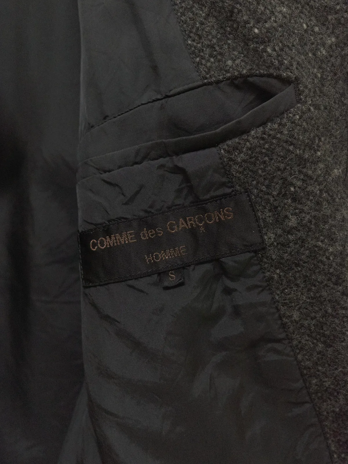 Comme des Garcons Homme 2003 grey boiled wool 3 button blazer - mens S M