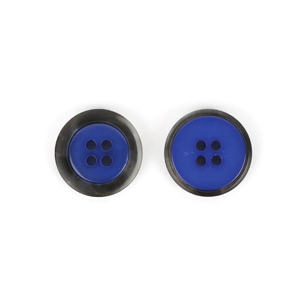 Contrast Rim Poly Button 20mm - Violet / Smoke