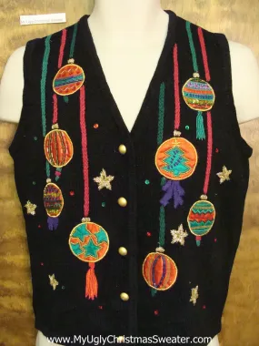 Corny Long Dangling Ornaments Christmas Sweater Vest