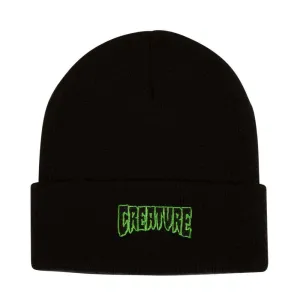 Creature Logo Outline Long Shoreman Beanie Hat Black