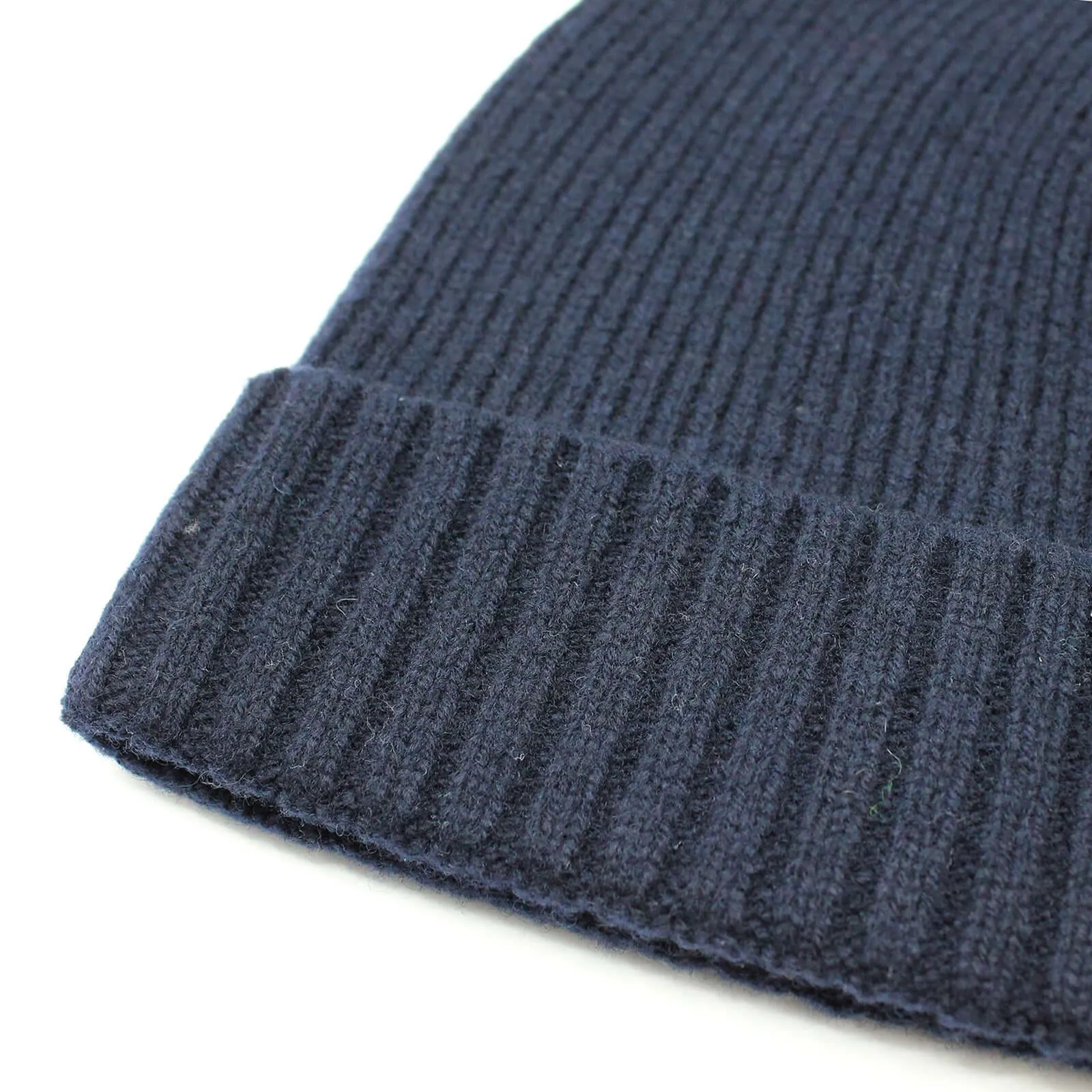 Dents Mens Wool Beanie Winter Rib Fine Knit - Navy