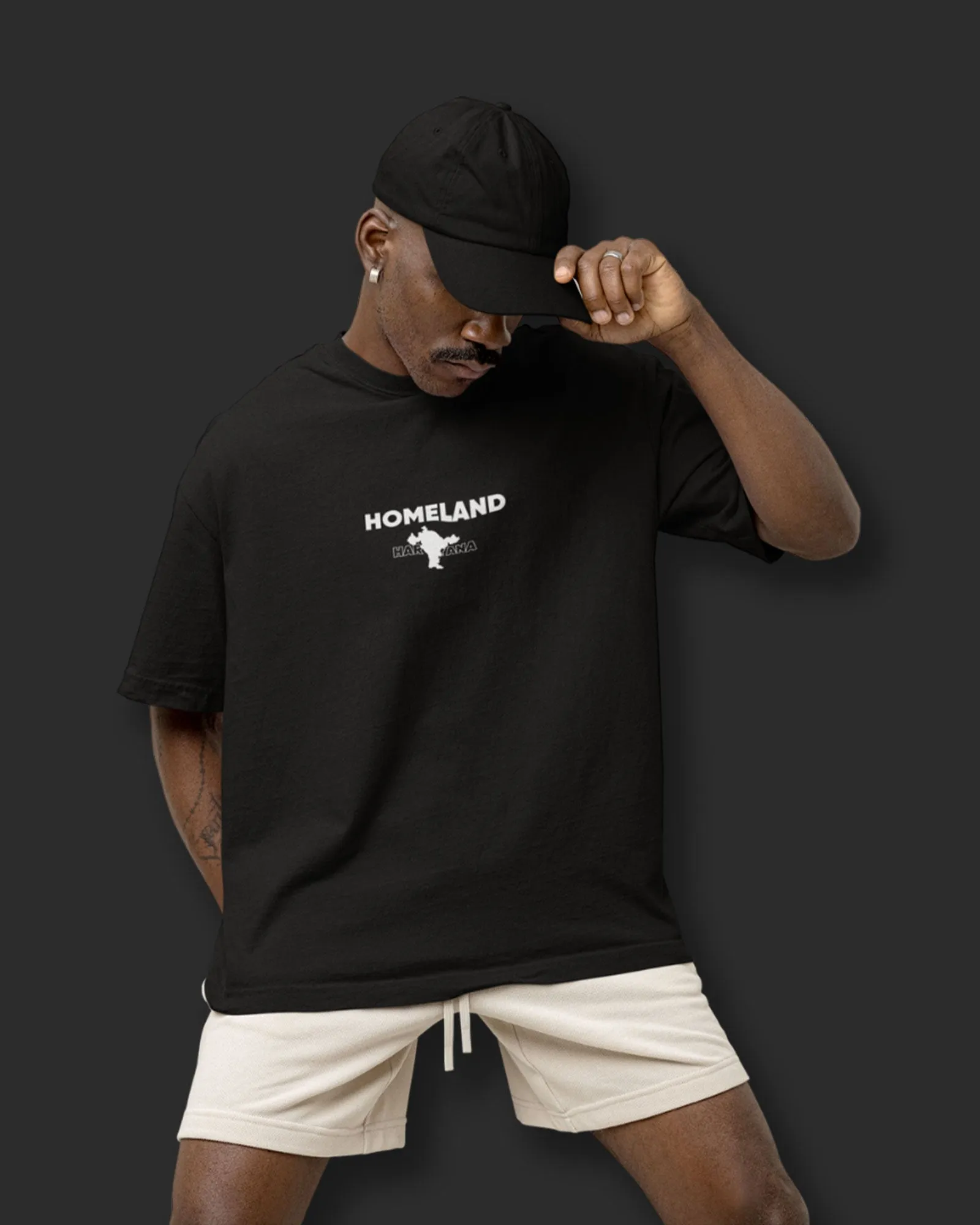 Dhanwaad Drop Shoulder HW Crew Neck: Black