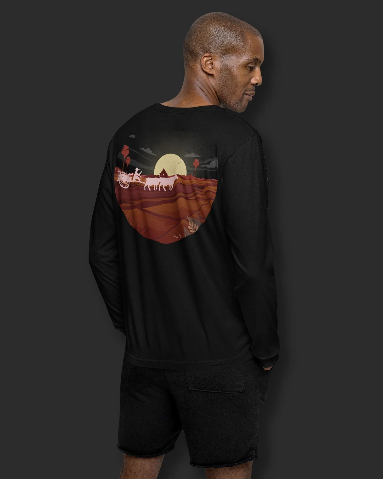 Dhanwaad Full Sleeves Crew Neck: Black