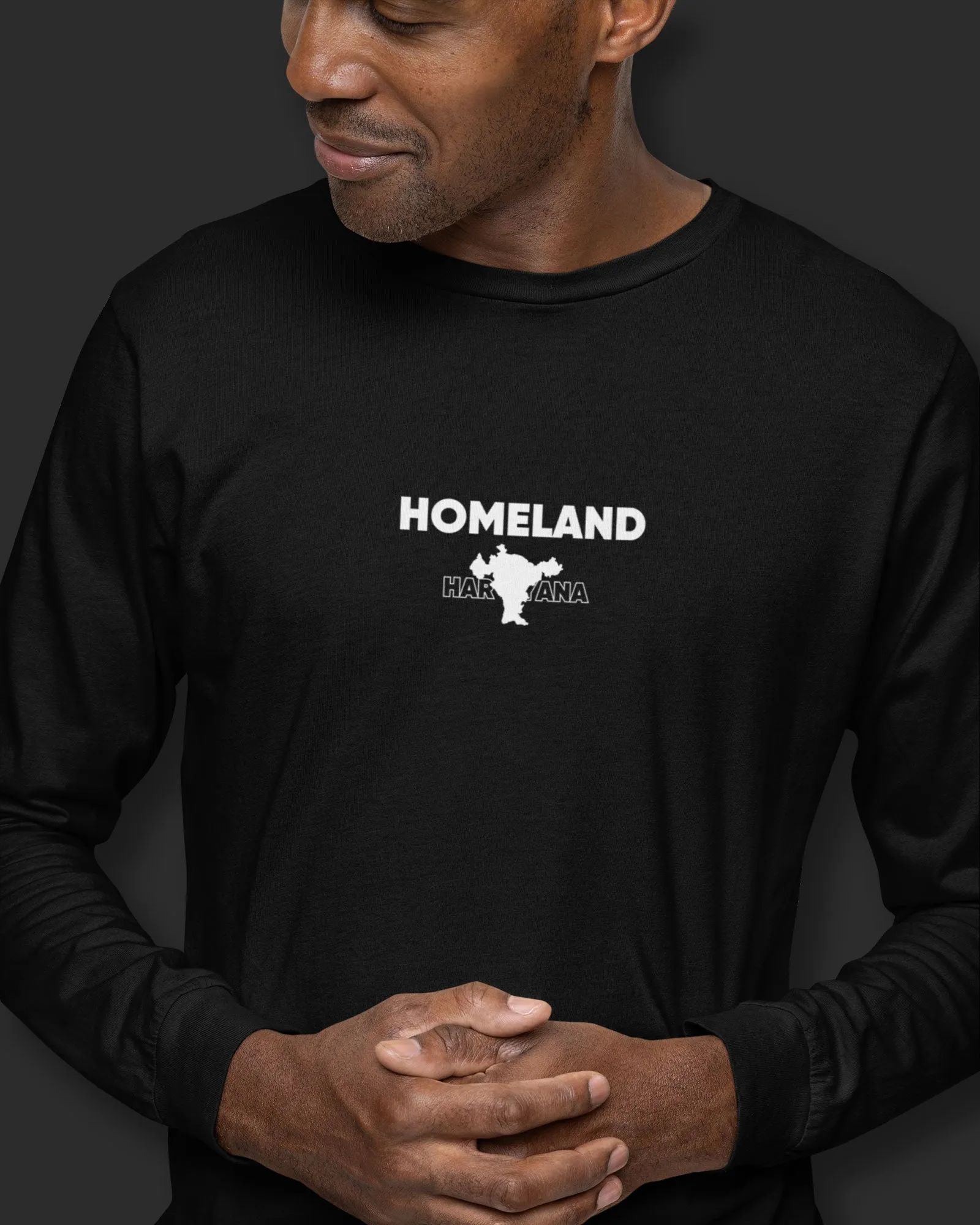 Dhanwaad Full Sleeves Crew Neck: Black