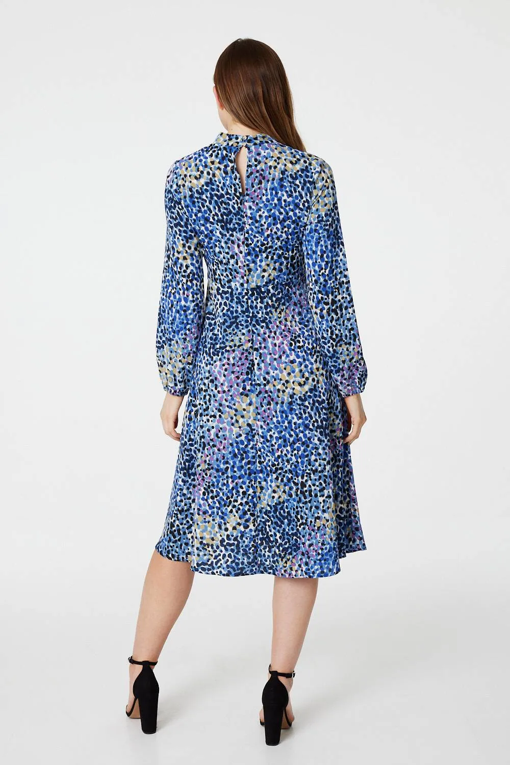 Ditsy Print High Neck Tea Dress