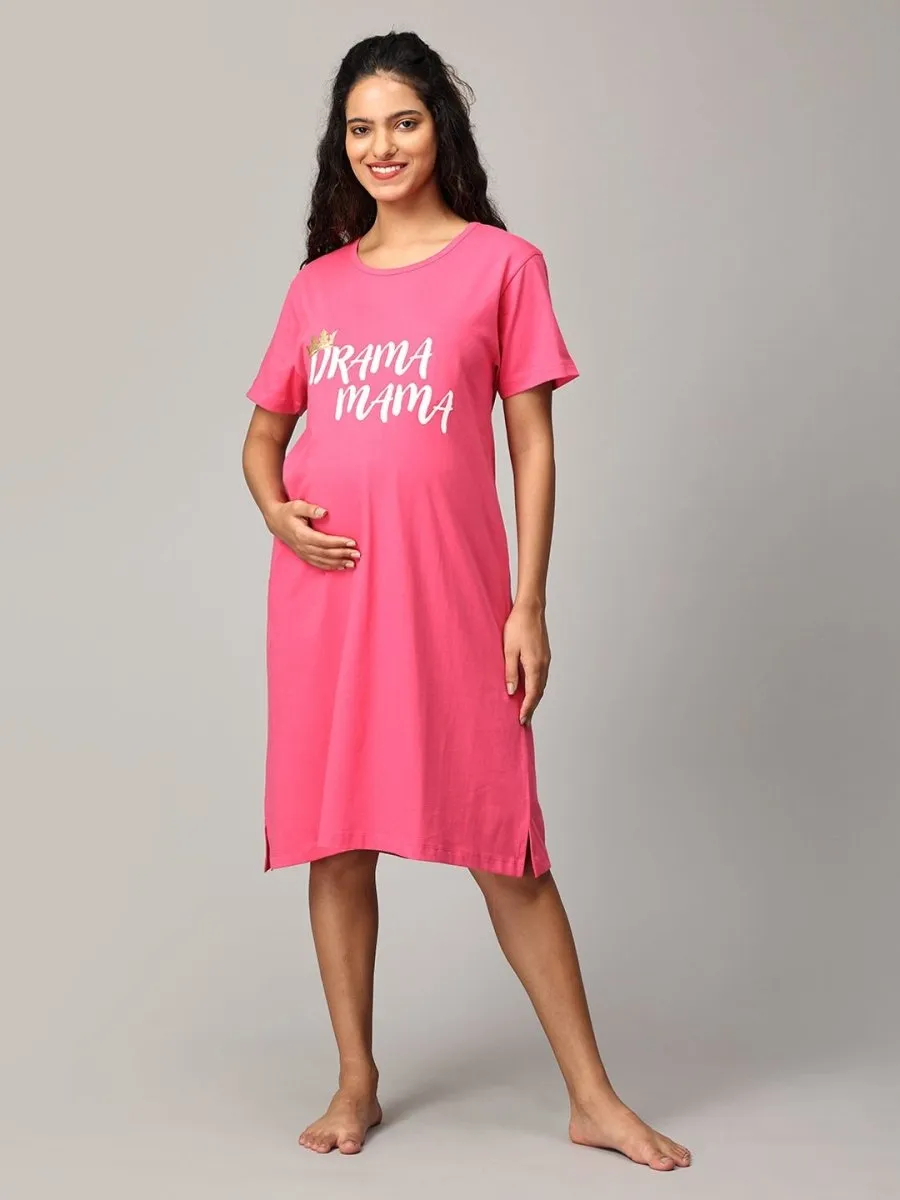 Drama Mama Oversized Maternity T shirt Dress