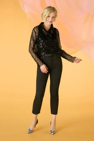 Embellished Long Sleeve Sheer Shirt