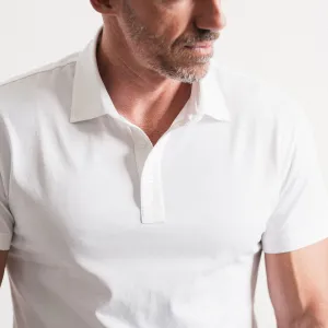 Essential Short Sleeve Polo Shirt –  Pure White Cotton Jersey