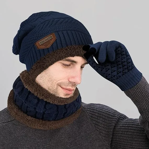 Fitness Mantra® Winter Woolen Beanie Cap & Muffler for Men & Women| Beanie Cap| Woolen Topaa| Winter Cap| Head & Neck Warmer| Mix Color| 1 Set|