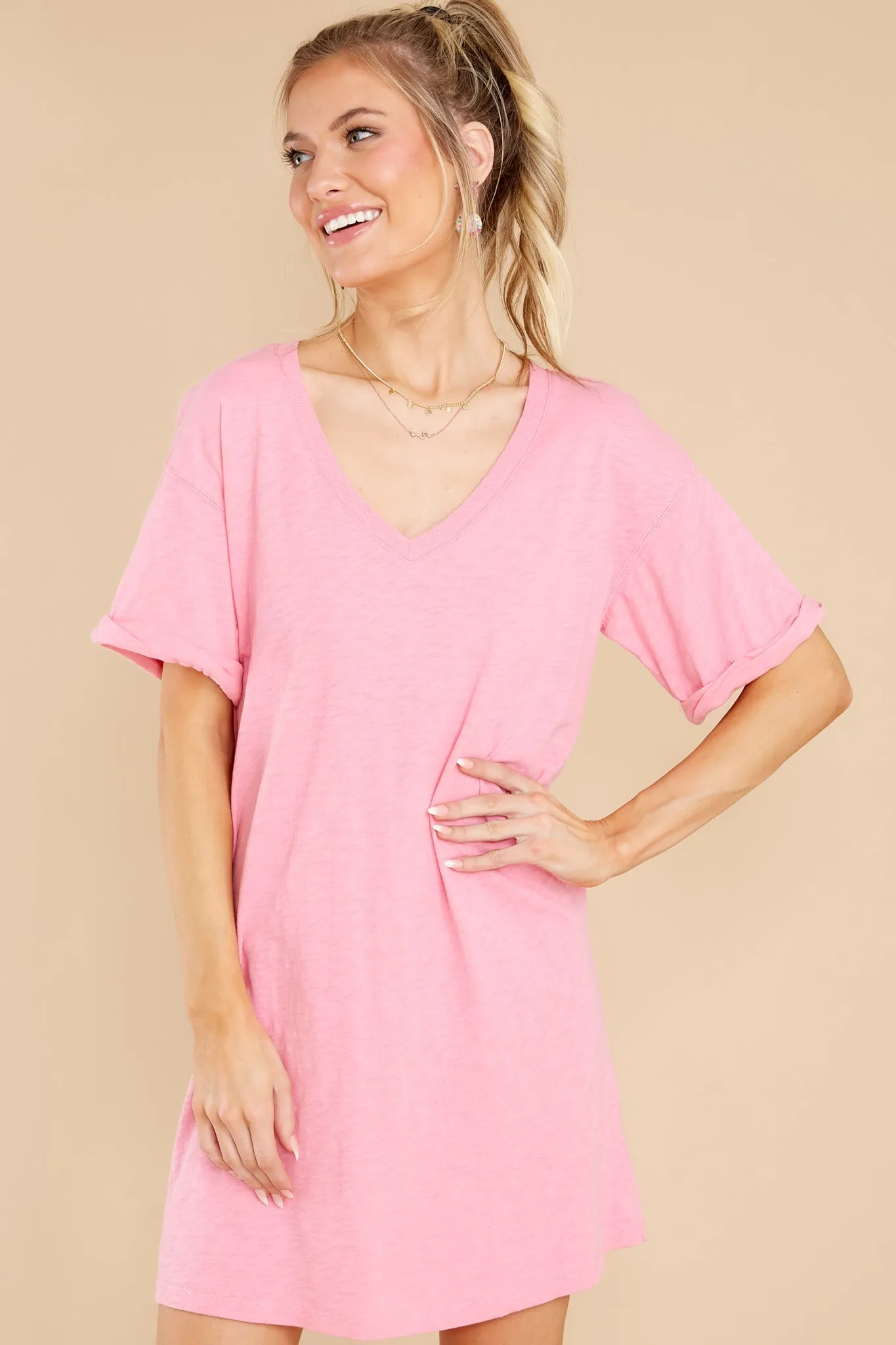 Flamingo V-Neck T-Shirt Dress