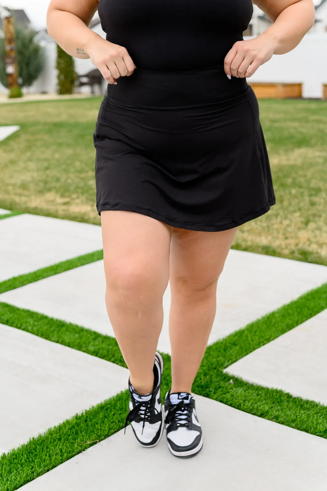 Game, Set and Match Tennis Skort in Black - Rae Mode