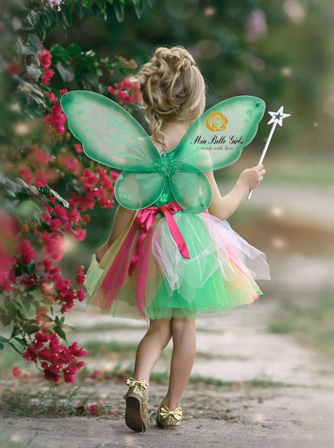 Girls Flower Sequined Tinkerbell Inspired Halloween Costume