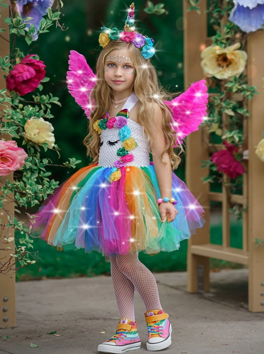 Girls The Unicorn of Light LED Tutu Dress and Headband Set Costume