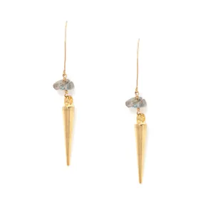 Gold Spike Malachite Earrings