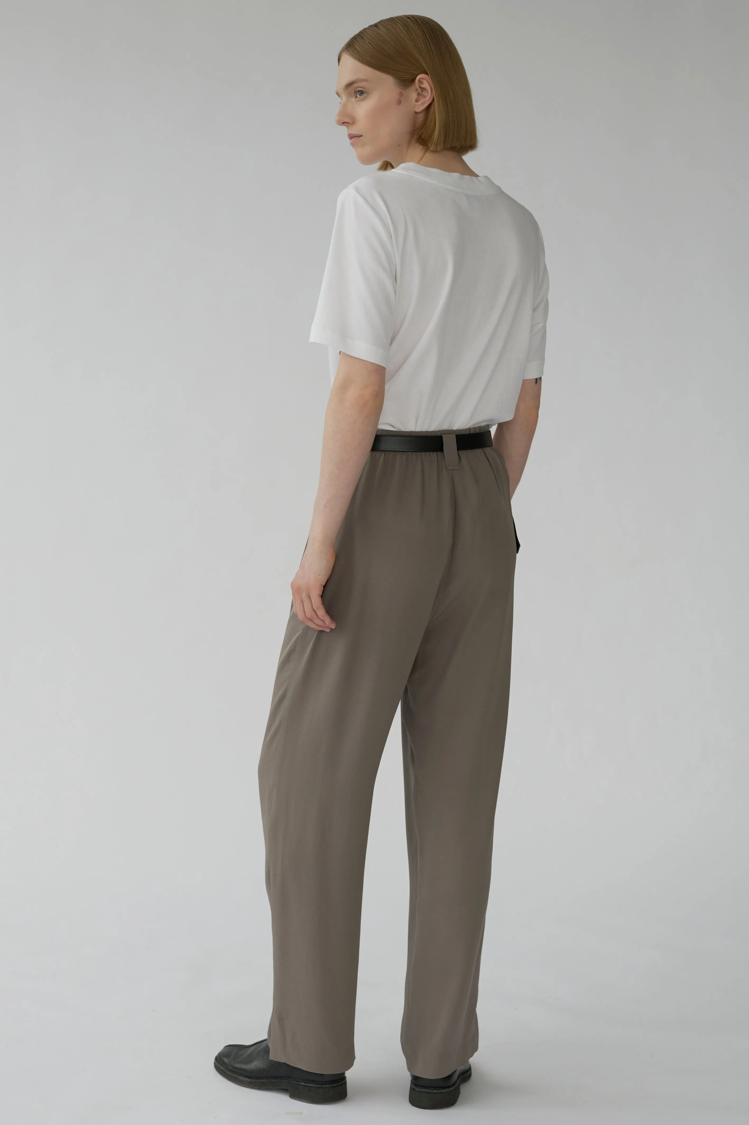 HARRY PANTS - DARK TAUPE - SILK GEORGETTE