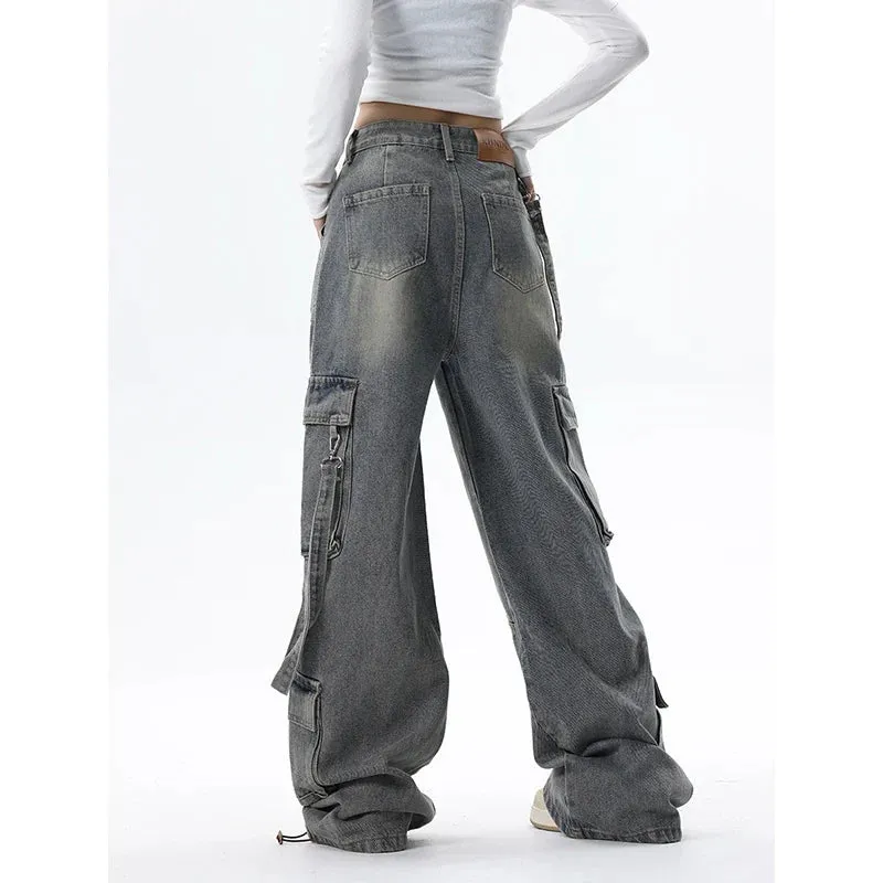 High Waist American Y2K Wide Leg Cargo Pants