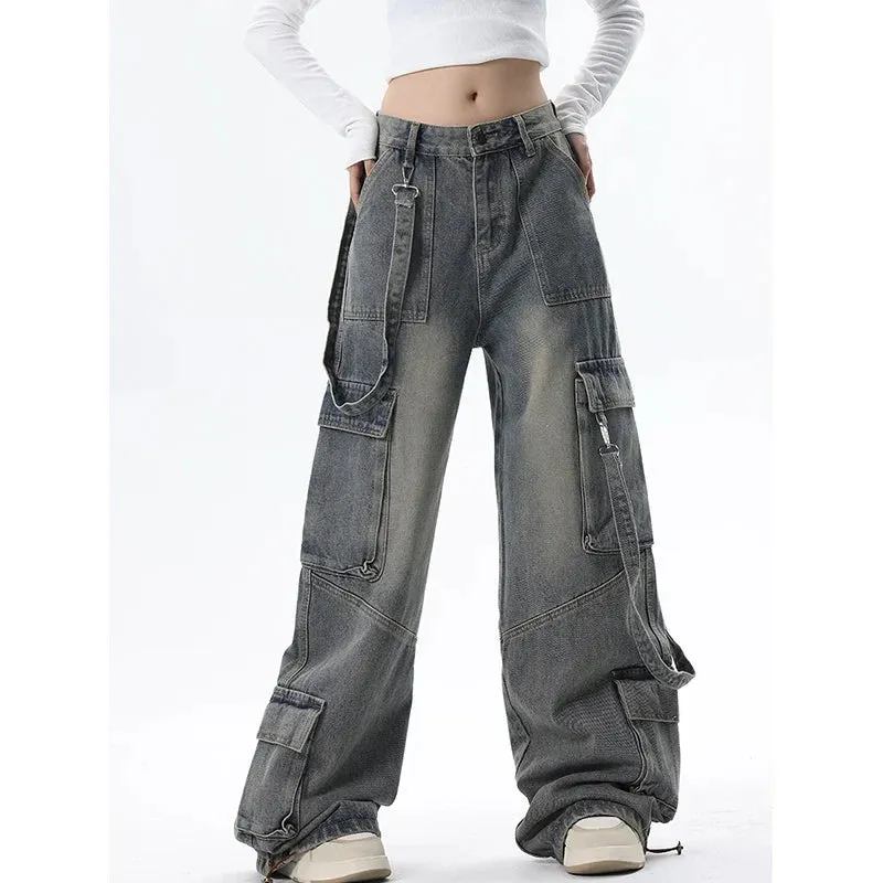 High Waist American Y2K Wide Leg Cargo Pants