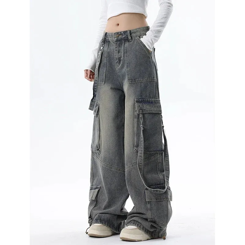 High Waist American Y2K Wide Leg Cargo Pants