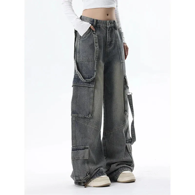 High Waist American Y2K Wide Leg Cargo Pants