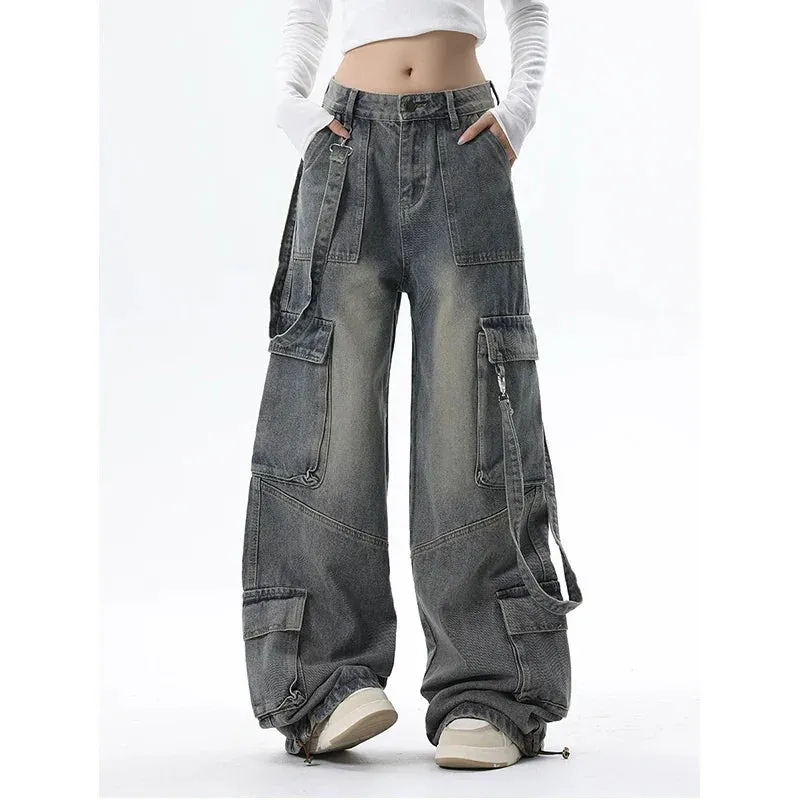 High Waist American Y2K Wide Leg Cargo Pants