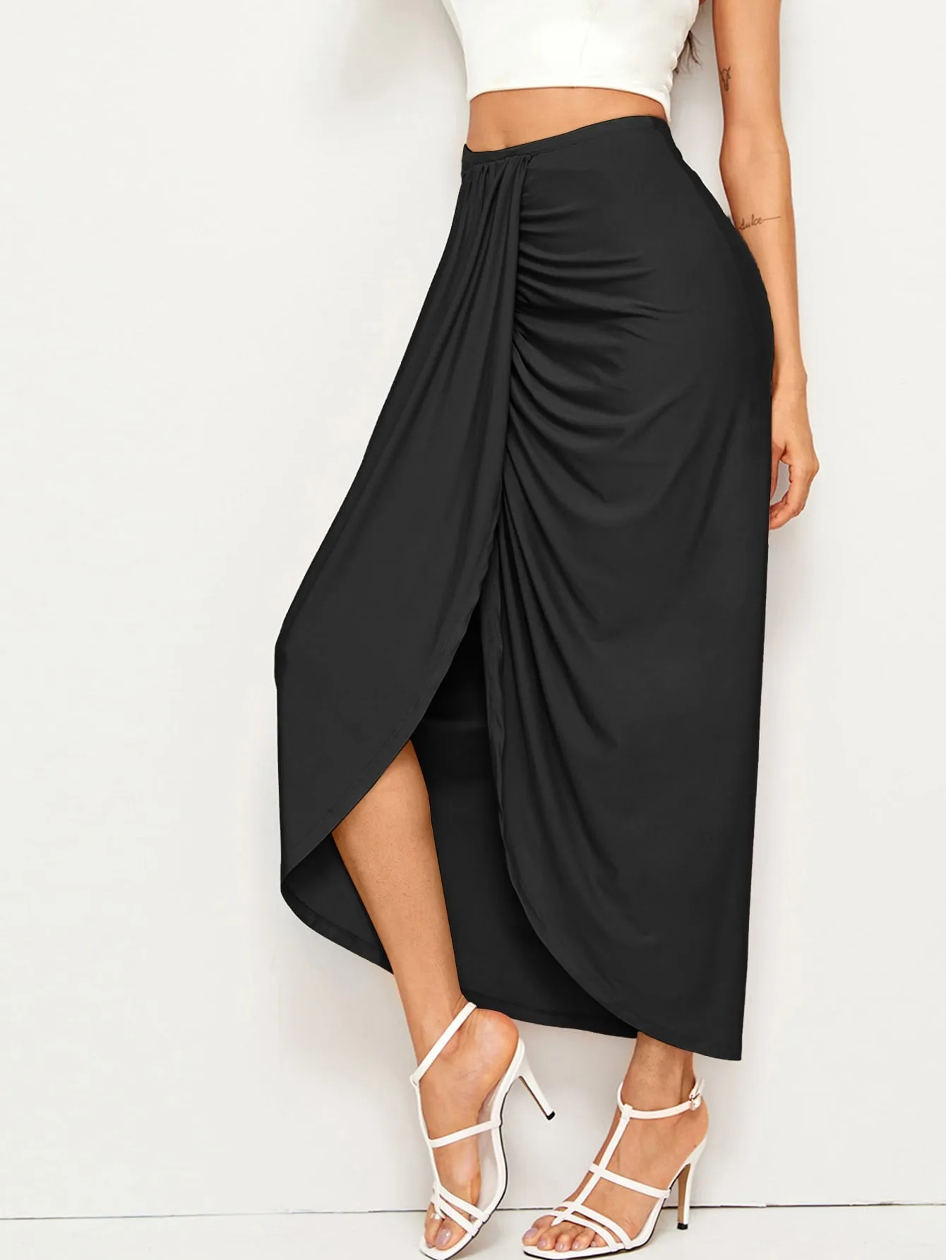 High Waist Draped Skirt