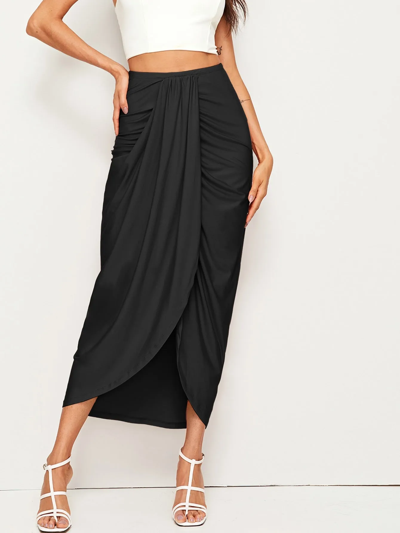 High Waist Draped Skirt